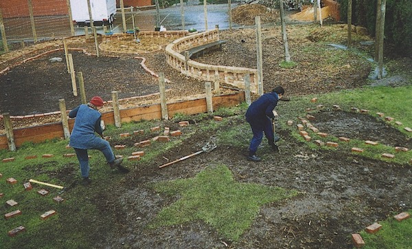 Garden beds being built