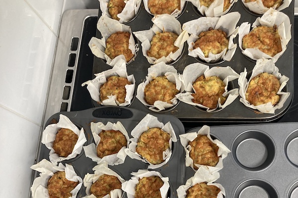 Tray of carrot muffins Tray of carrot muffins