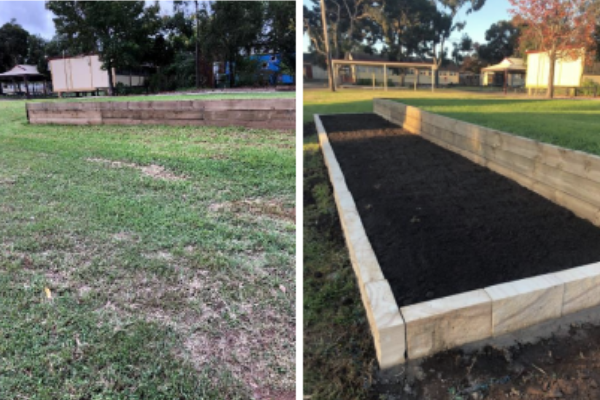 Garden bed before and after 