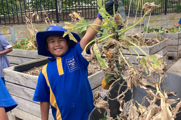 Springvale student in garden