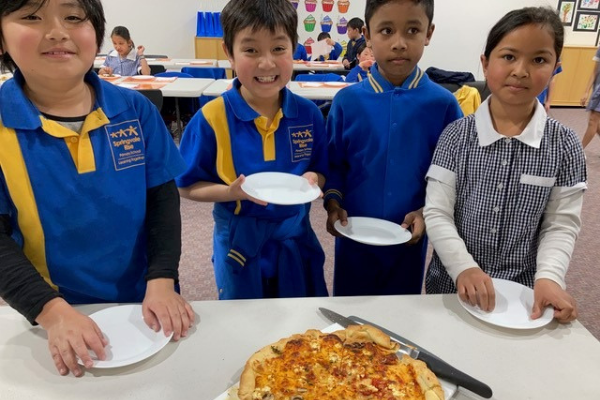 Students sharing meal