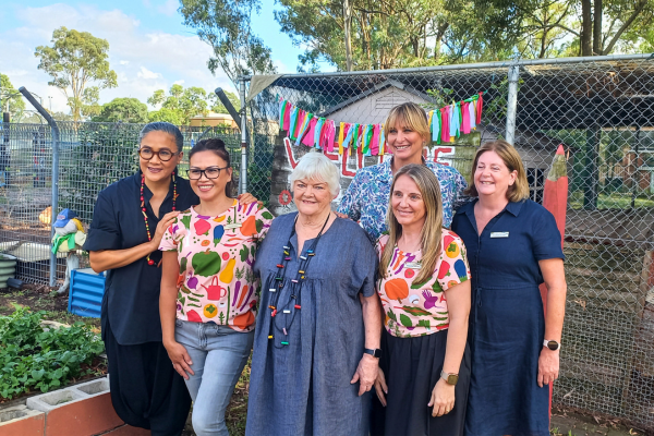 Stephanie with Kylie Kwong and school staff