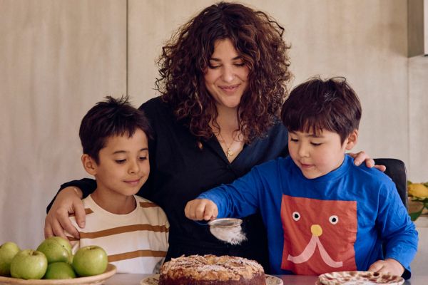 Julia Busuttil Nishimura with her sons, Haruki and Yukito