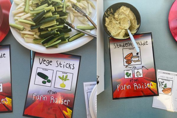 Food made using vegetables and herbs from Farm Raiser