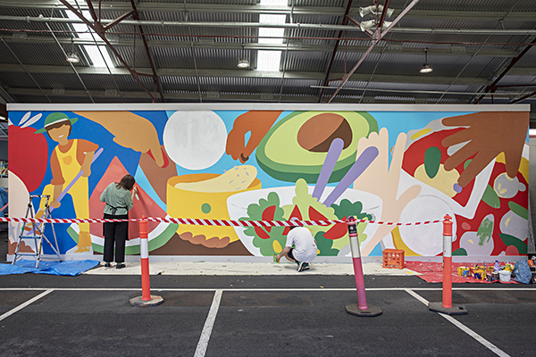Ghostpatrol mural construction Photo by Natalie Jeffcott